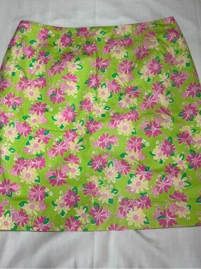 Vintage Lilly Pulitzer Skirt  12 Pink Floral Rhinodendrum Floral Cotton Resort
